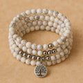 Bracelet Mala Bien-être Féminin en Howlite - Jardin de Gaïa