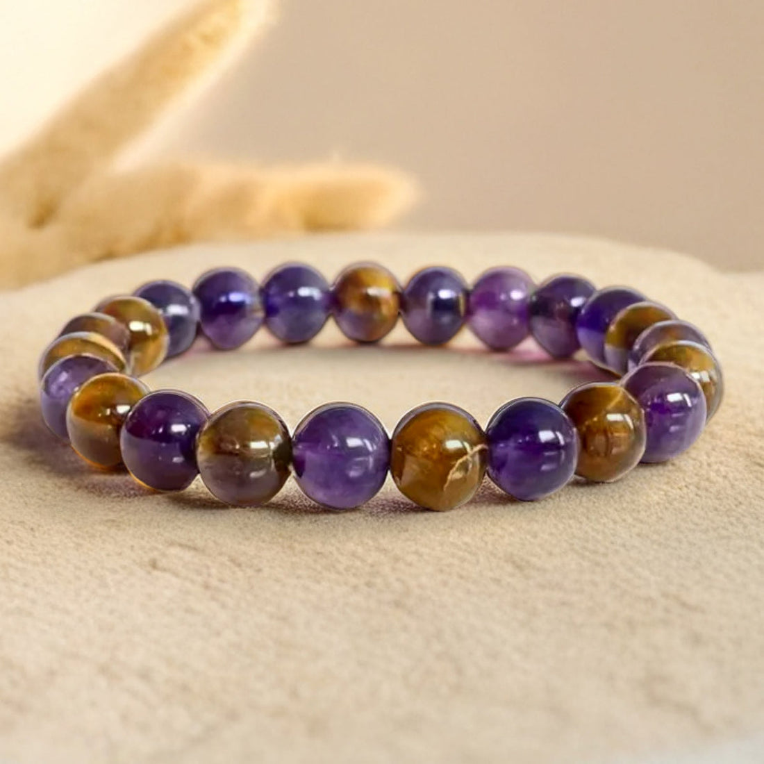 Bracelet "Délivrance" en Améthyste & Œil de Tigre