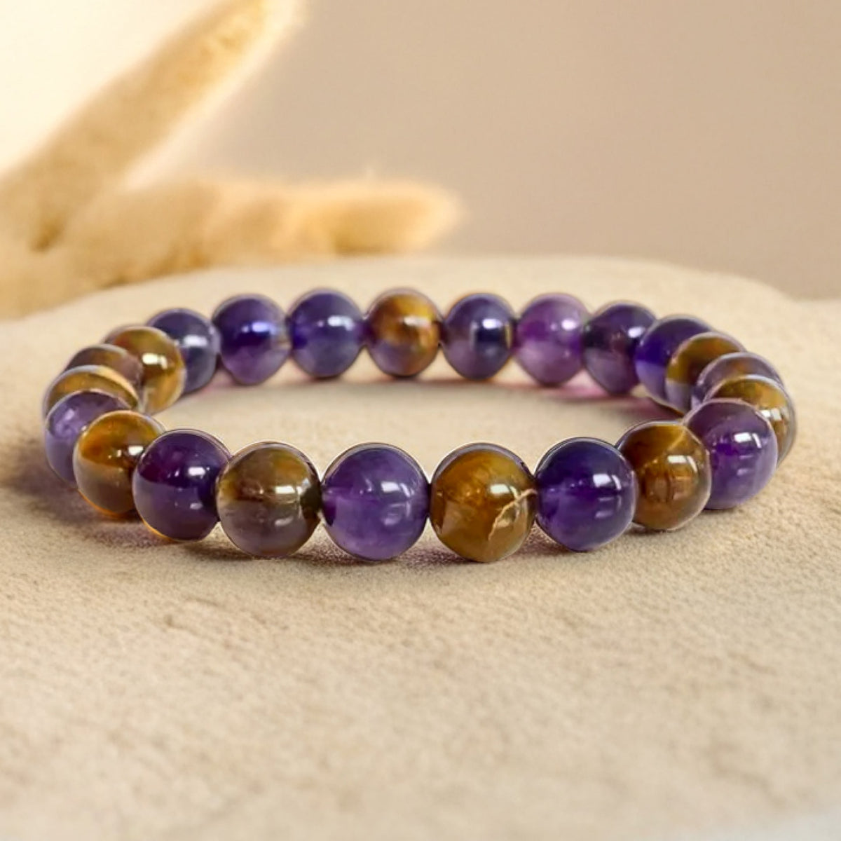 Bracelet "Délivrance" en Améthyste & Œil de Tigre