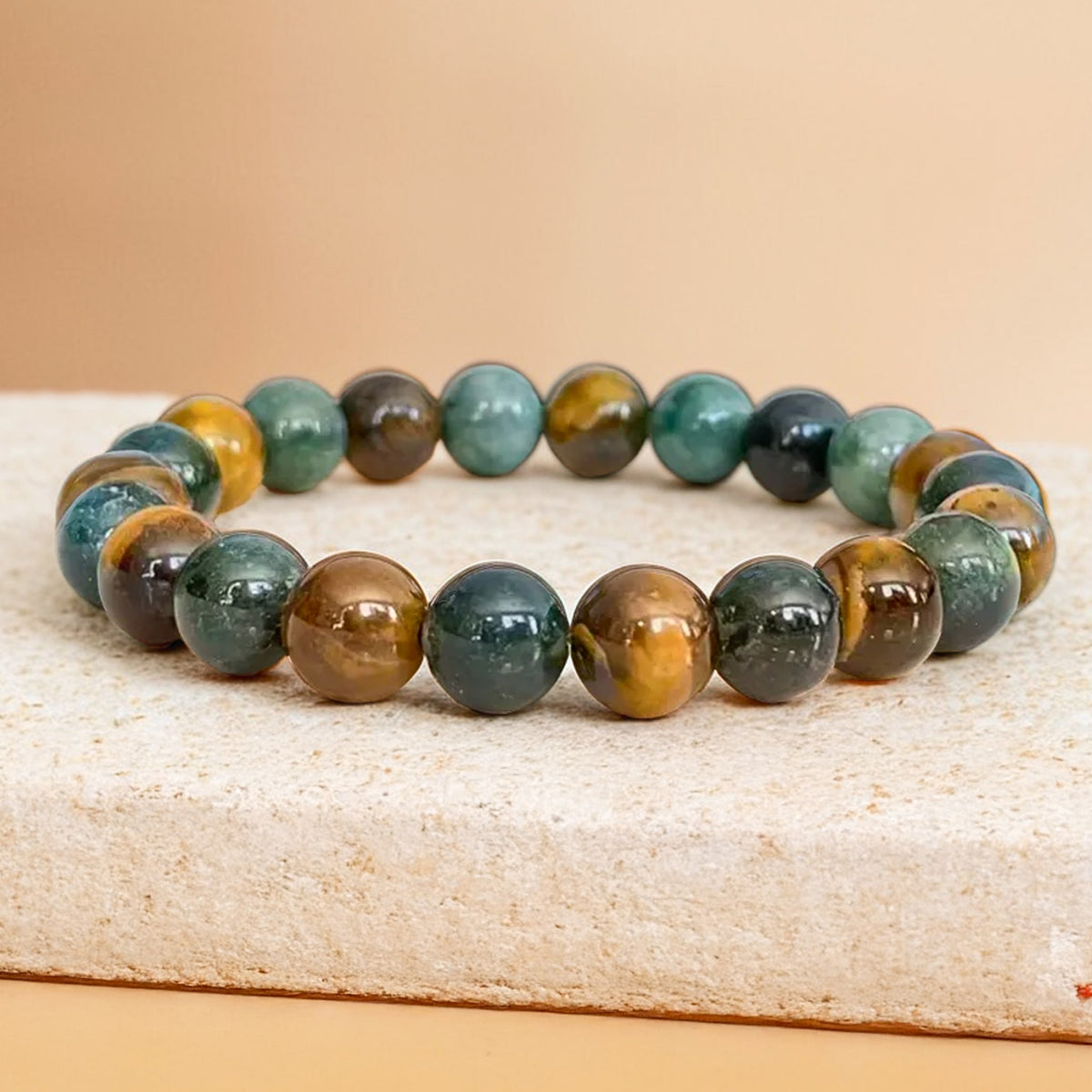 Bracelet "Équilibre & Protection" en Œil de Tigre & Agate Mousse