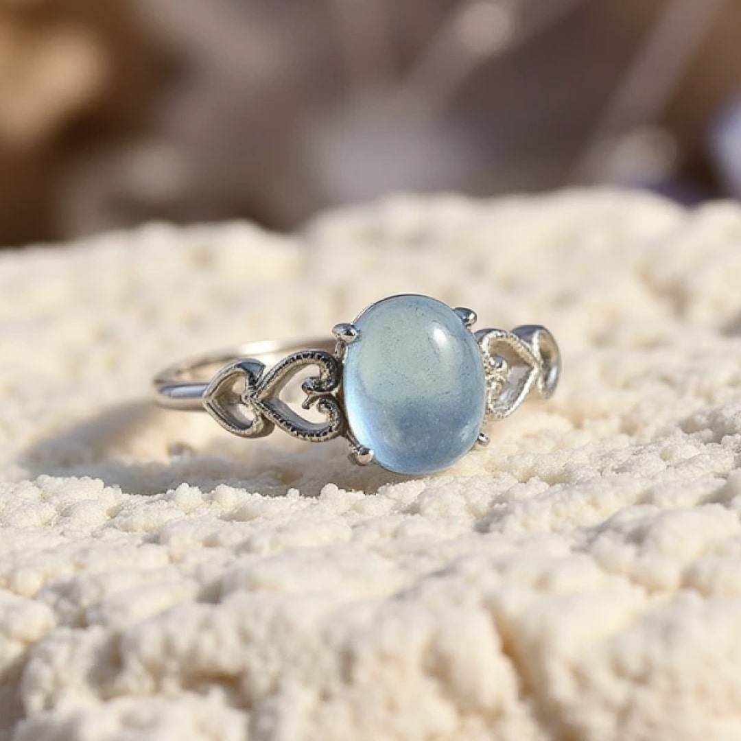 Bague Ajustable "Cristal de Mer" en Aigue-Marine