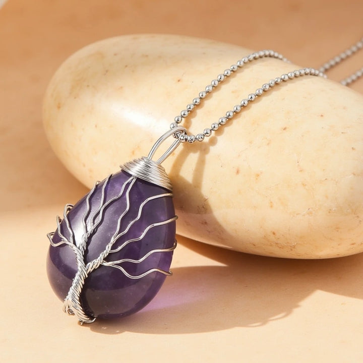 Pendentif "Arbre de Guérison" en Pierre Naturelle