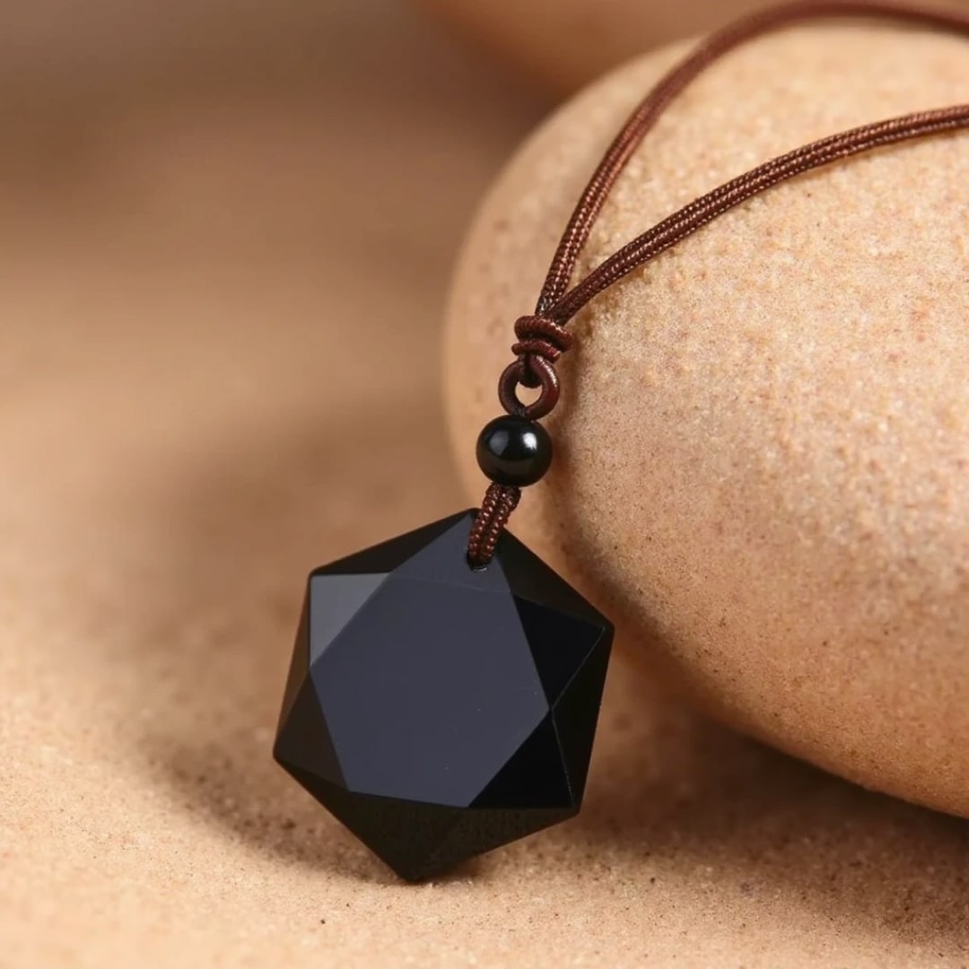 Pendentif "Étoile" en Obsidienne Noire