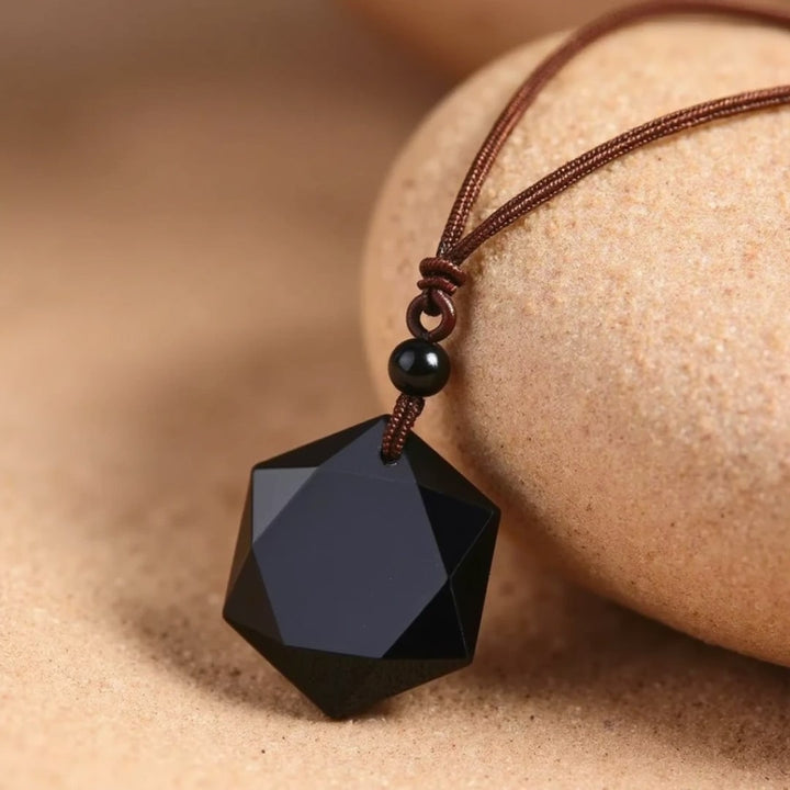 Pendentif "Étoile" en Obsidienne Noire