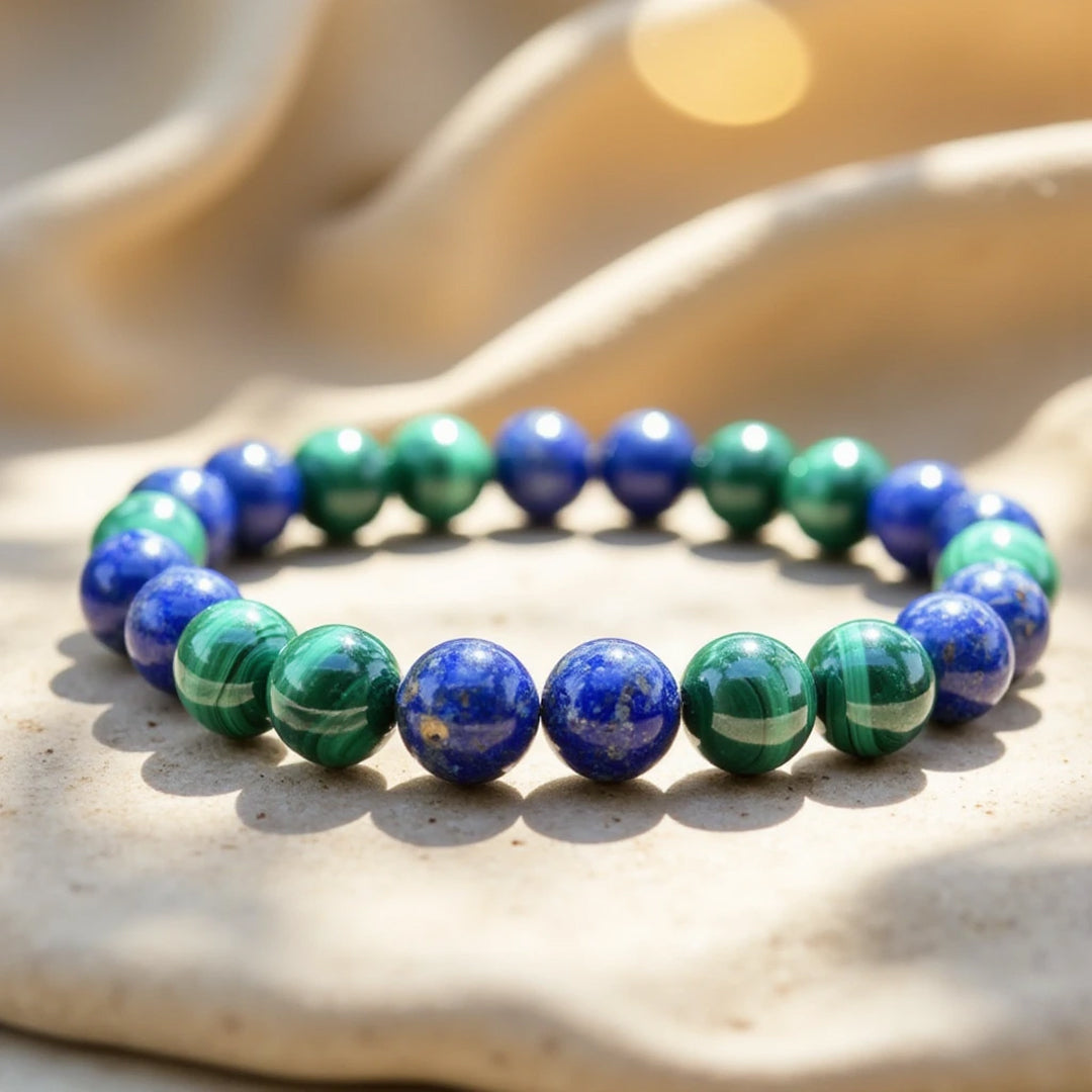 Bracelet "Bien-Être Émotionnel" en Lapis Lazuli & Malachite