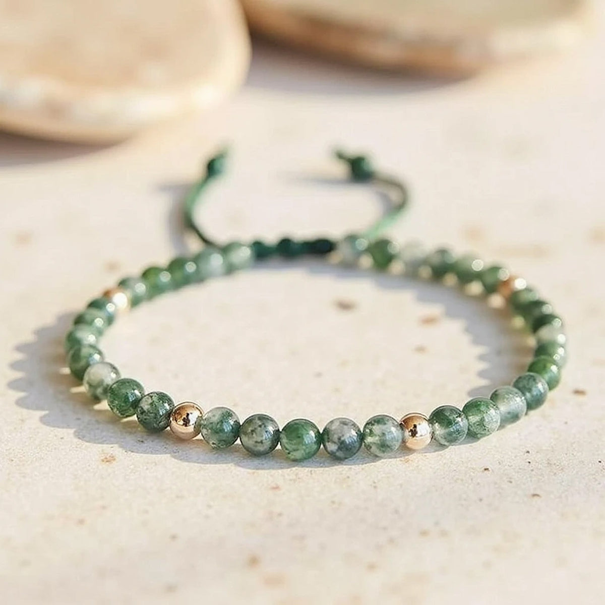 Bracelet Ajustable "Sérénité" en Agate Mousse