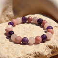 Bracelet Amour de Soi en Rhodonite, Quartz Rose & Améthyste - Jardin de Gaïa
