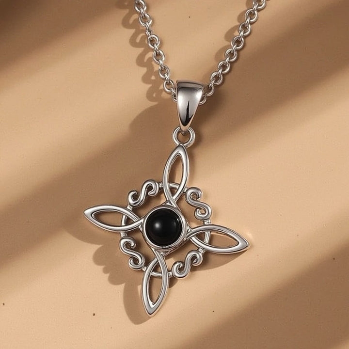 Pendentif "Protection Sorcière" en Obsidienne & Argent