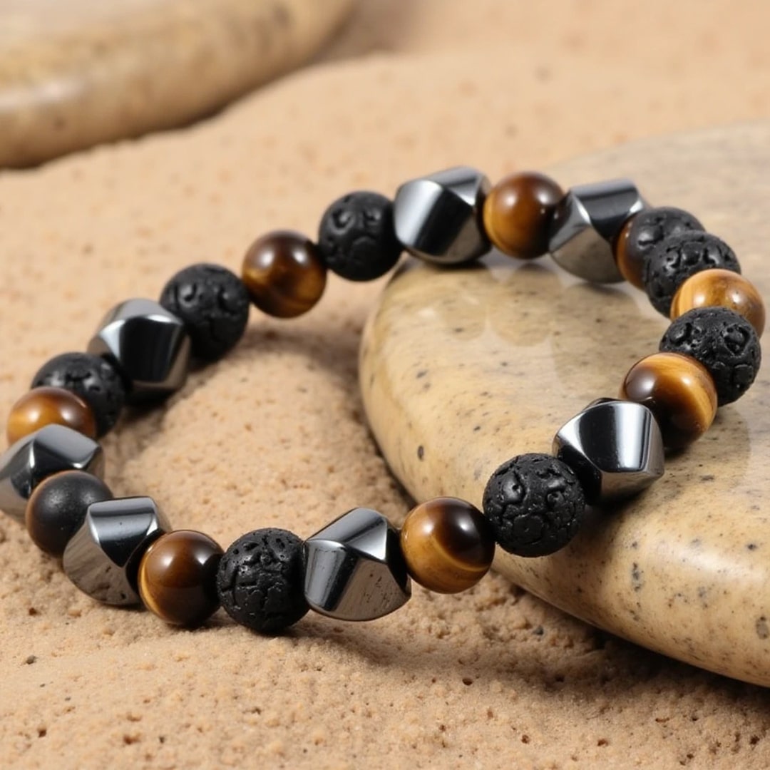 Bracelet Triple Protection en Pierre de Lave, Oeil de Tigre & Hématite