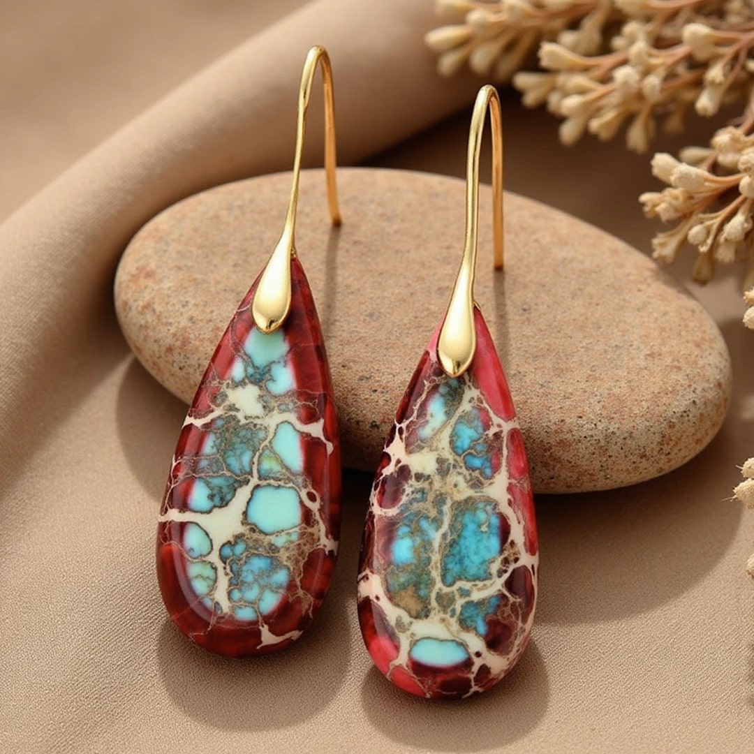 Boucles d’Oreilles "Larmes" en Jaspe