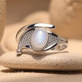 Bague Ajustable Aura Protectrice en Labradorite Blanche - Jardin de Gaïa