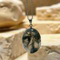 Pendentif Sérénité Naturelle en Agate Mousse - Jardin de Gaïa