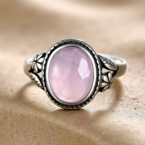 Bague Douceur d'Amour en Quartz Rose - Jardin de Gaïa
