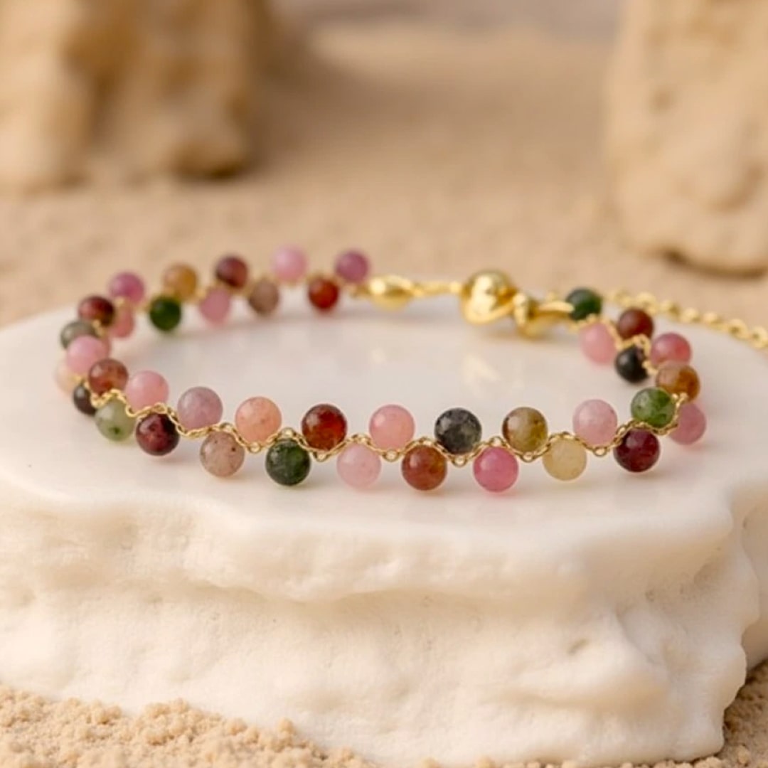 Bracelet Élégant en Tourmaline Multicolore