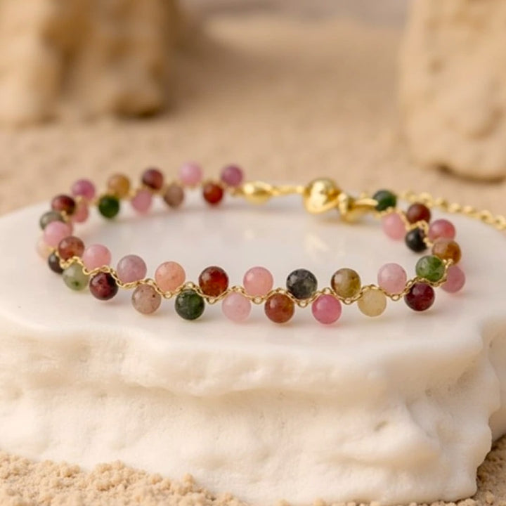 Bracelet Élégant en Tourmaline Multicolore