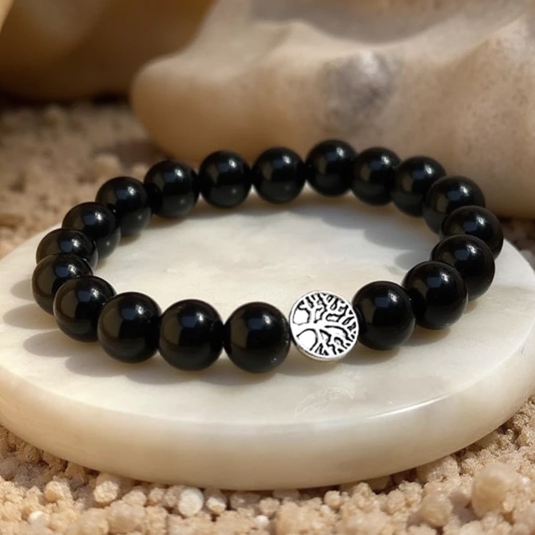Bracelet "Ancrage Protecteur" en Obsidienne Noire