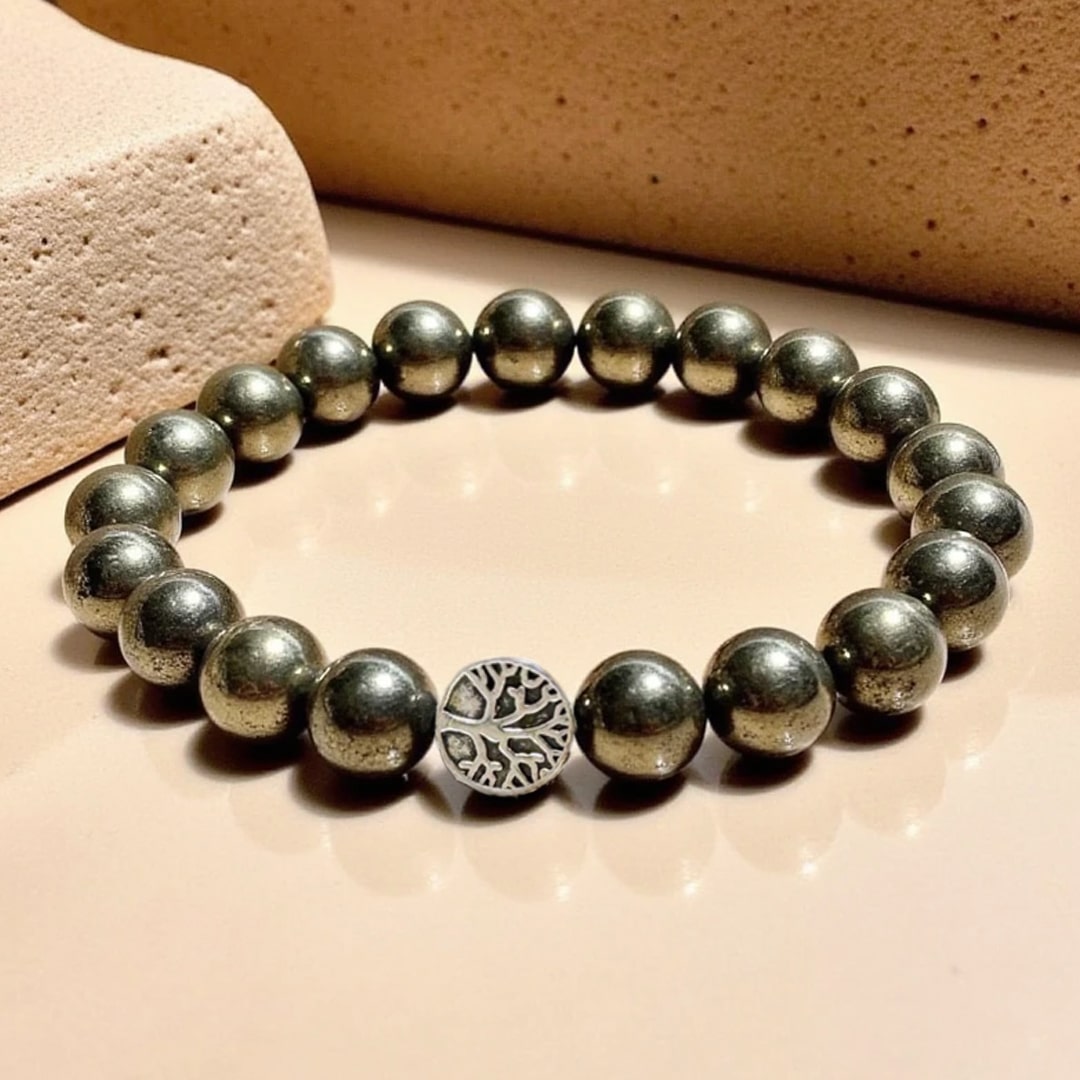 Bracelet "Bouclier de Prospérité" en Pyrite