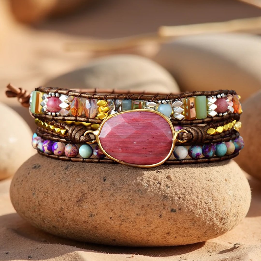 Bracelet Wrap "Guérison du Cœur" en Rhodochrosite