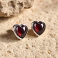 Boucles d’Oreilles Cœur Passion en Grenat & Argent - Jardin de Gaïa