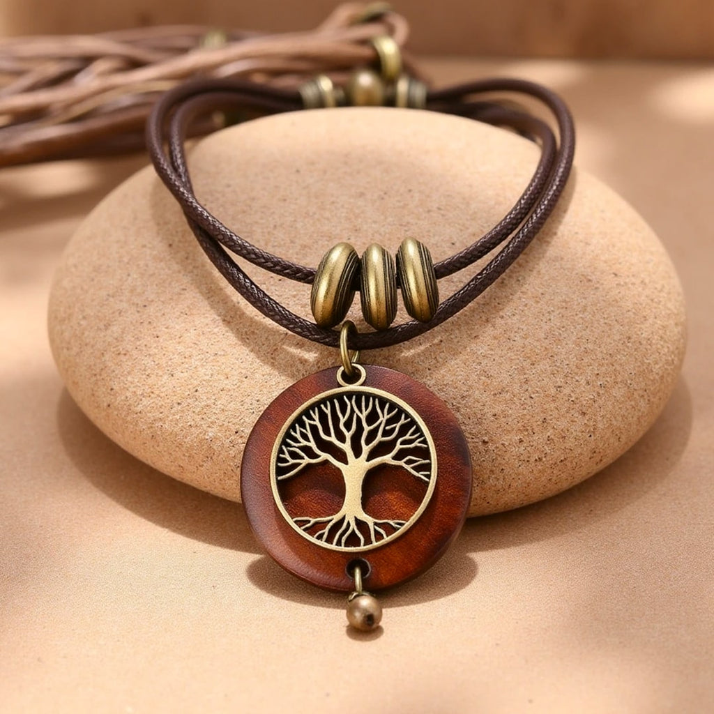 Collier "Arbre de Vie Sacré" en Bois Naturel