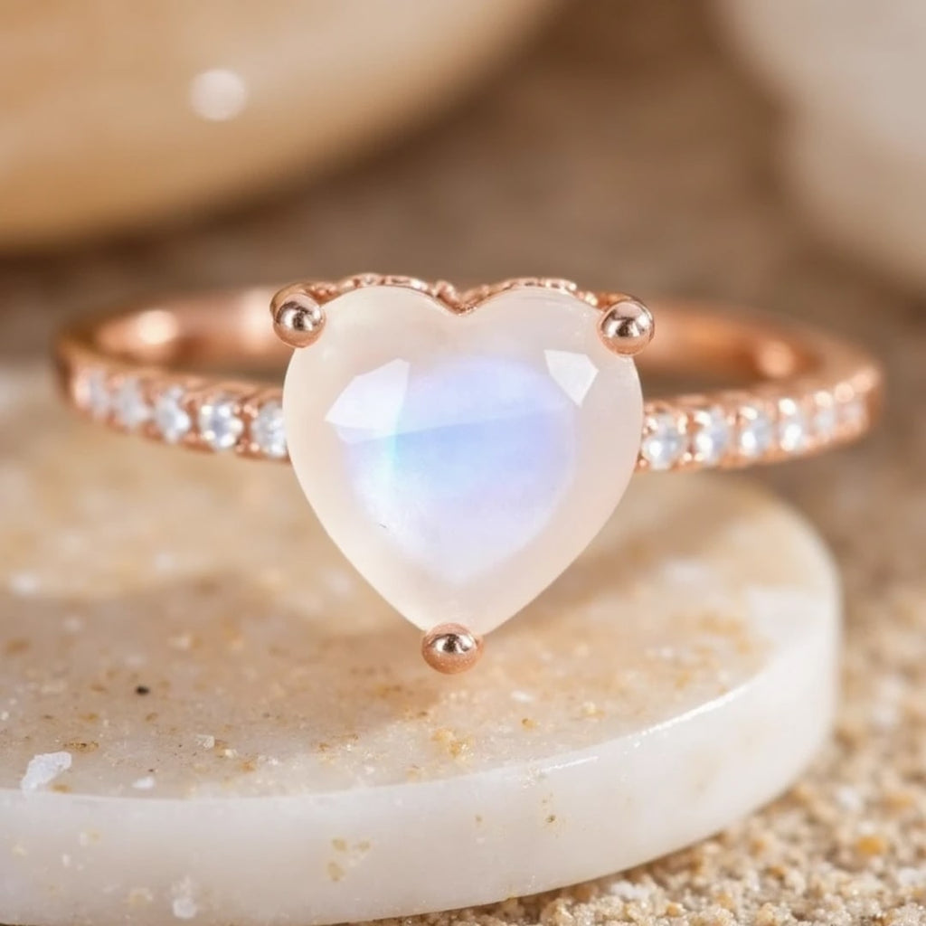 Bague Ajustable "Cœur de Déesse" en Pierre de Lune