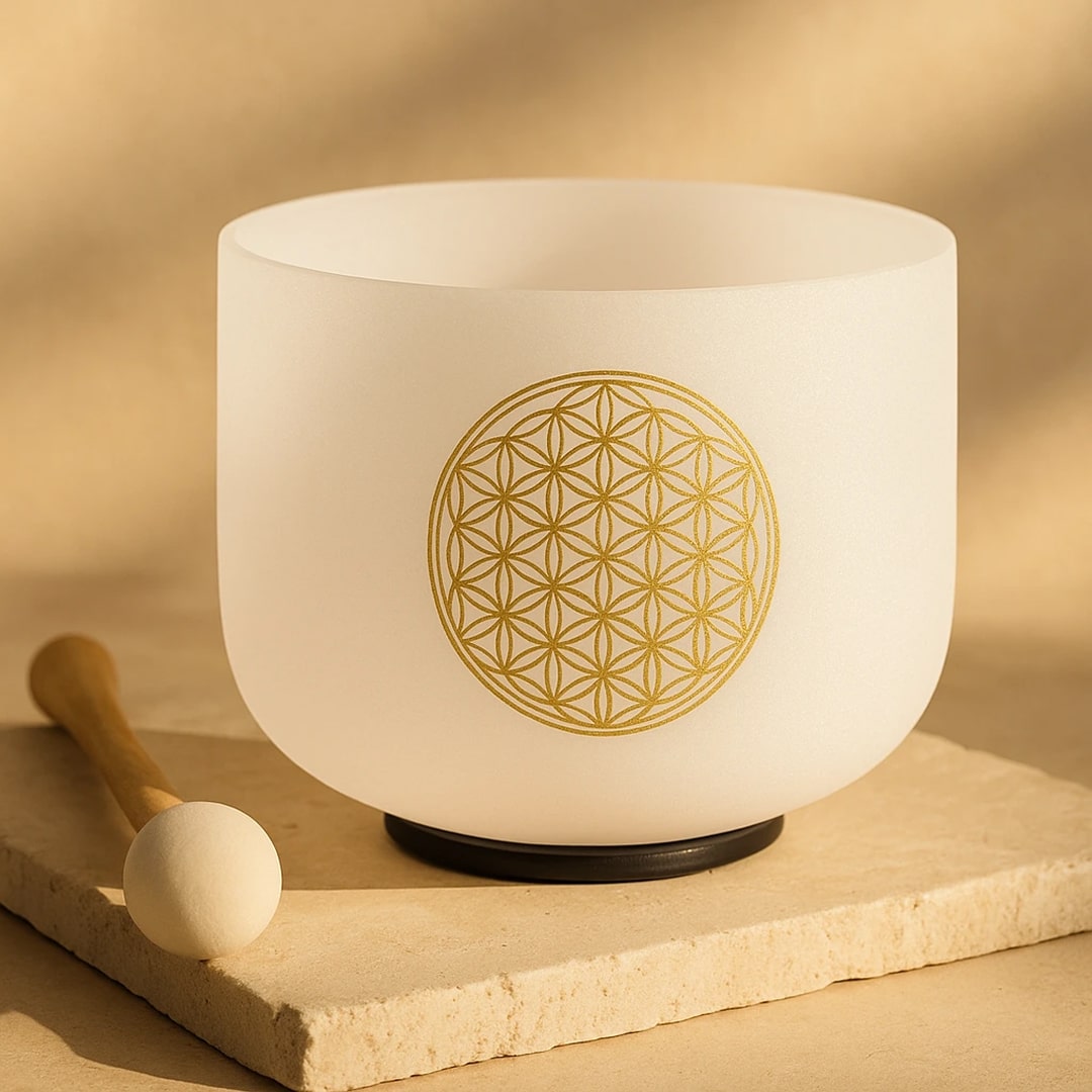 Bol Chantant en Cristal de Quartz "Fleur de Vie"