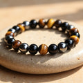 Bracelet 3 Protections en Œil de Tigre, Hématite & Obsidienne Noire - Jardin de Gaïa
