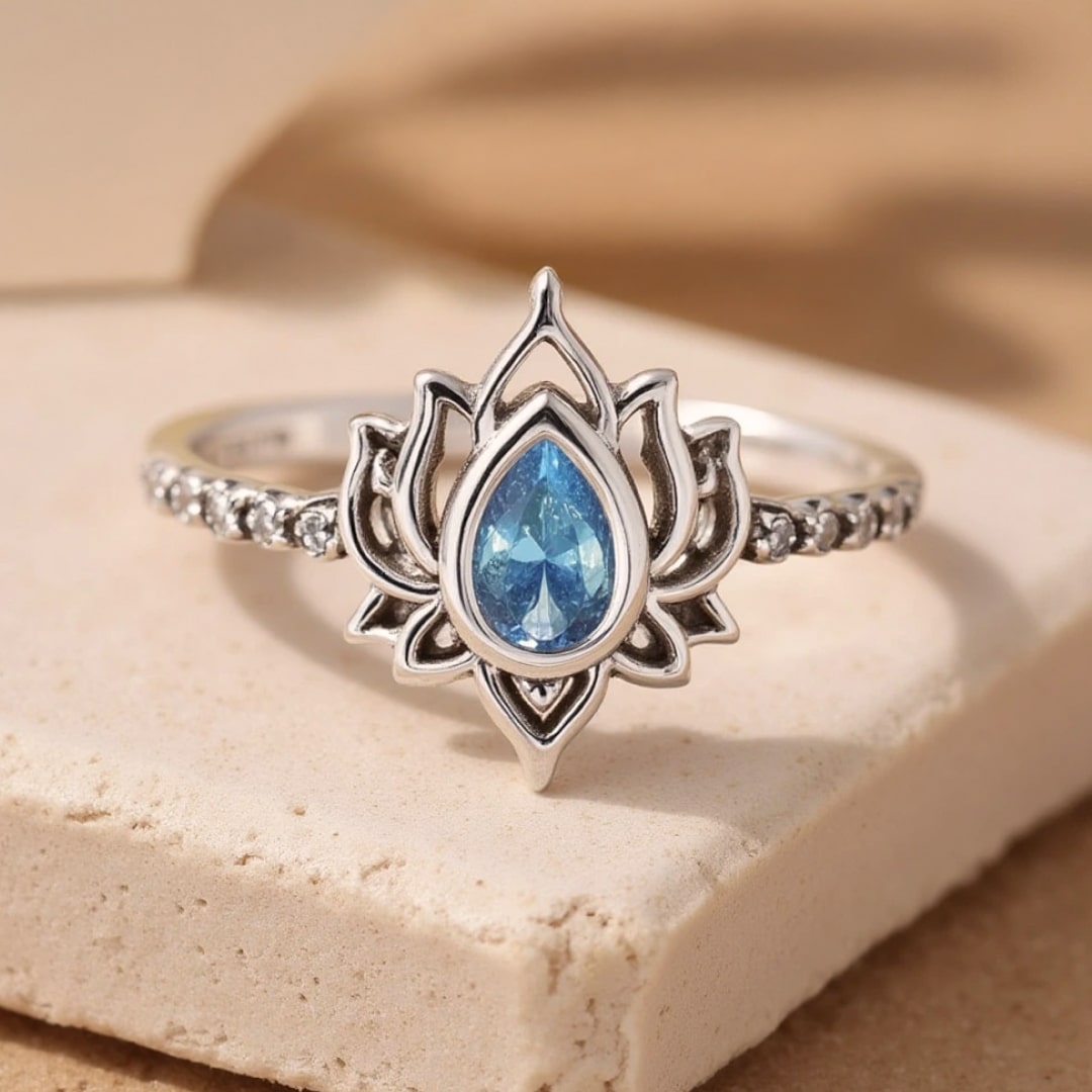 Bague Ajustable "Éveil de Lotus" - en Argent