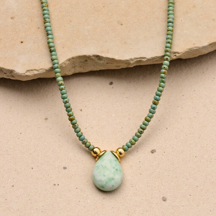 Collier Goutte en Amazonite & Perles de Jaspe