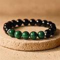 Bracelet Équilibre Énergétique en Malachite & Tourmaline Noire - Jardin de Gaïa