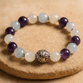Bracelet Premium Bien-Être Intérieur en Améthyste, Aigue-Marine & Pierre de Lune - Jardin de Gaïa