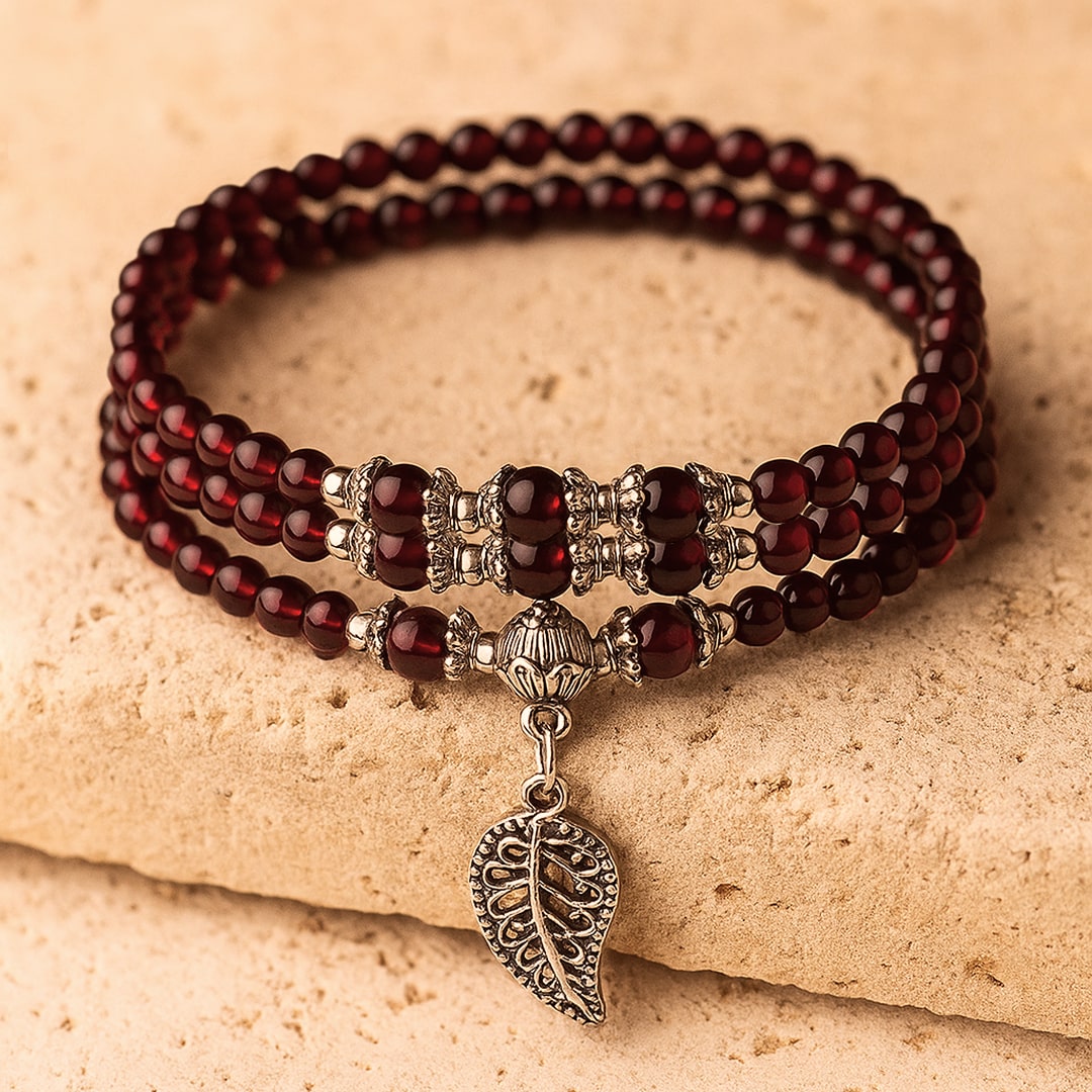 Bracelet Multi-tours "Abondance" en Grenat