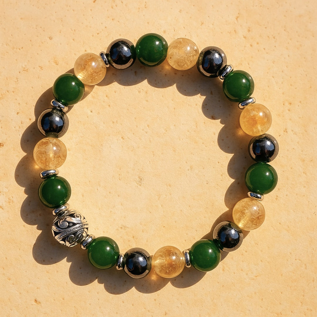 Bracelet Premium "Chance Suprême" en Jade, Citrine & Hématite