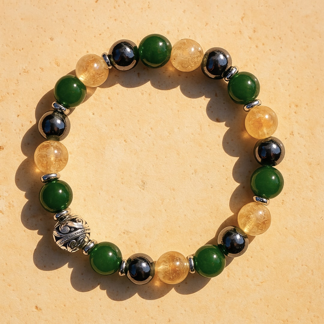 Bracelet Premium "Chance Suprême" en Jade, Citrine & Hématite