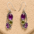 Boucles d’Oreilles Cascade de Sérénité en Améthyste & Péridot - Jardin de Gaïa