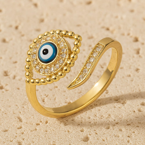 Bague Ajustable Œil Bleu Porte-Bonheur - Jardin de Gaïa