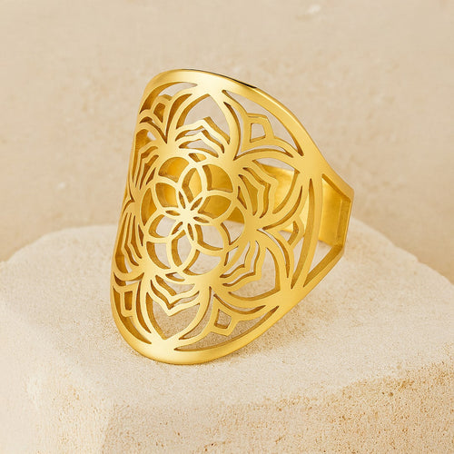 Bague Ajustable Fleur de Mandala - Jardin de Gaïa