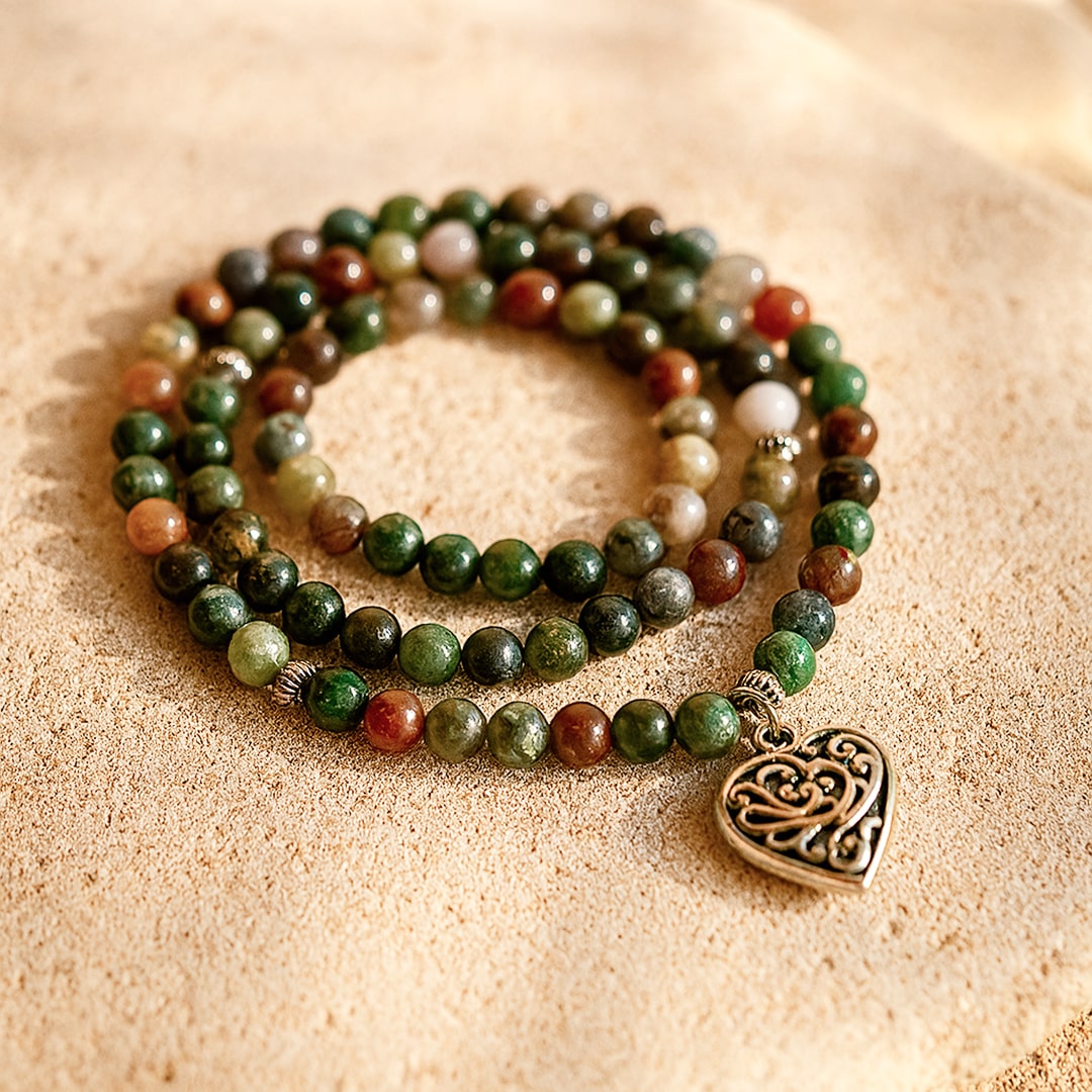 Bracelet Mala "Énergie Lumineuse" en Agate Indienne