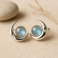 Boucles d’Oreilles Lunes Mystiques en Labradorite & Argent - Jardin de Gaïa