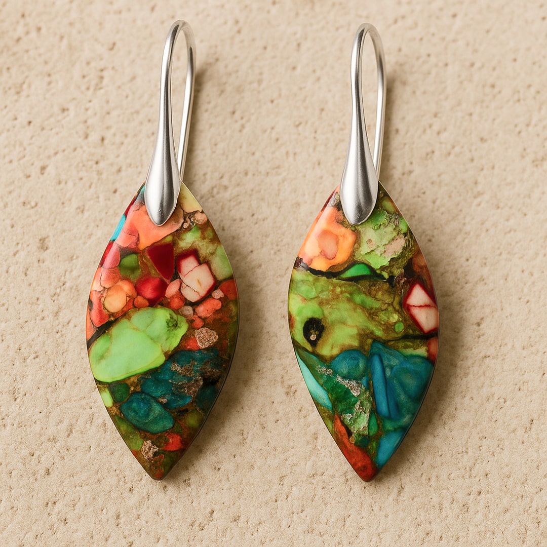 Boucles d’Oreilles "Arlequin" en Jaspe