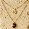 Collier Double Cœur Protecteur en Oeil de Tigre - Jardin de Gaïa