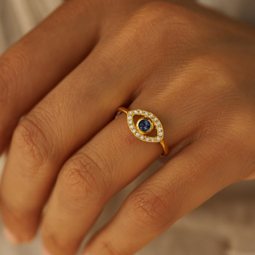 Bague Ajustable Mauvais Œil - vue détail - Jardin de Gaïa