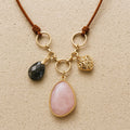 Collier Équilibre du Cœur en Quartz Rose & Labradorite - Jardin de Gaïa