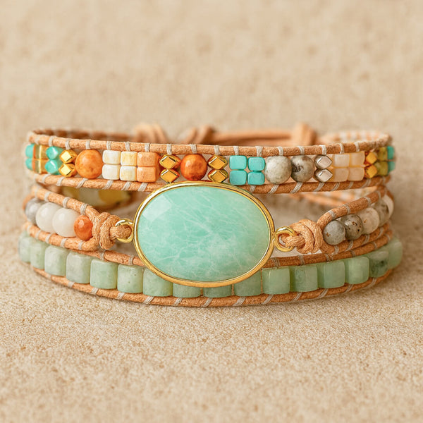 Bracelet Wrap "Douceur & Apaisement" en Amazonite