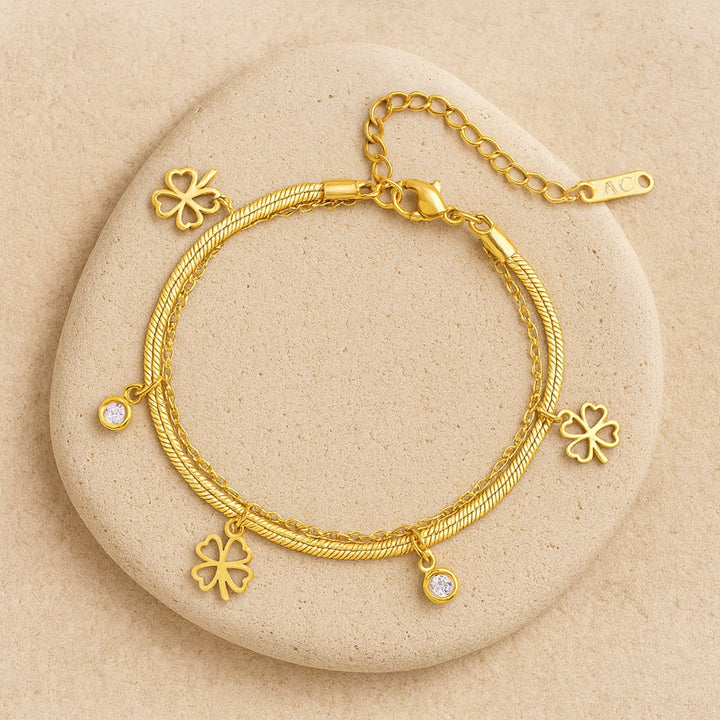 Bracelet "Trèfle Chance" en Nacre ou Onyx