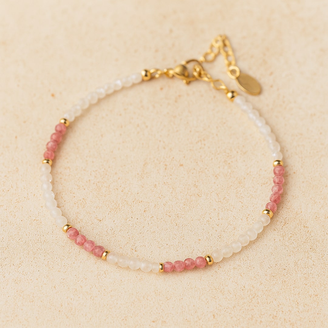 Bracelet Fin "Lueur Subtile" en Tourmaline Rose & Pierres Naturelles