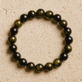 Bracelet Bouclier de Lumière en Obsidienne Dorée - Jardin de Gaïa
