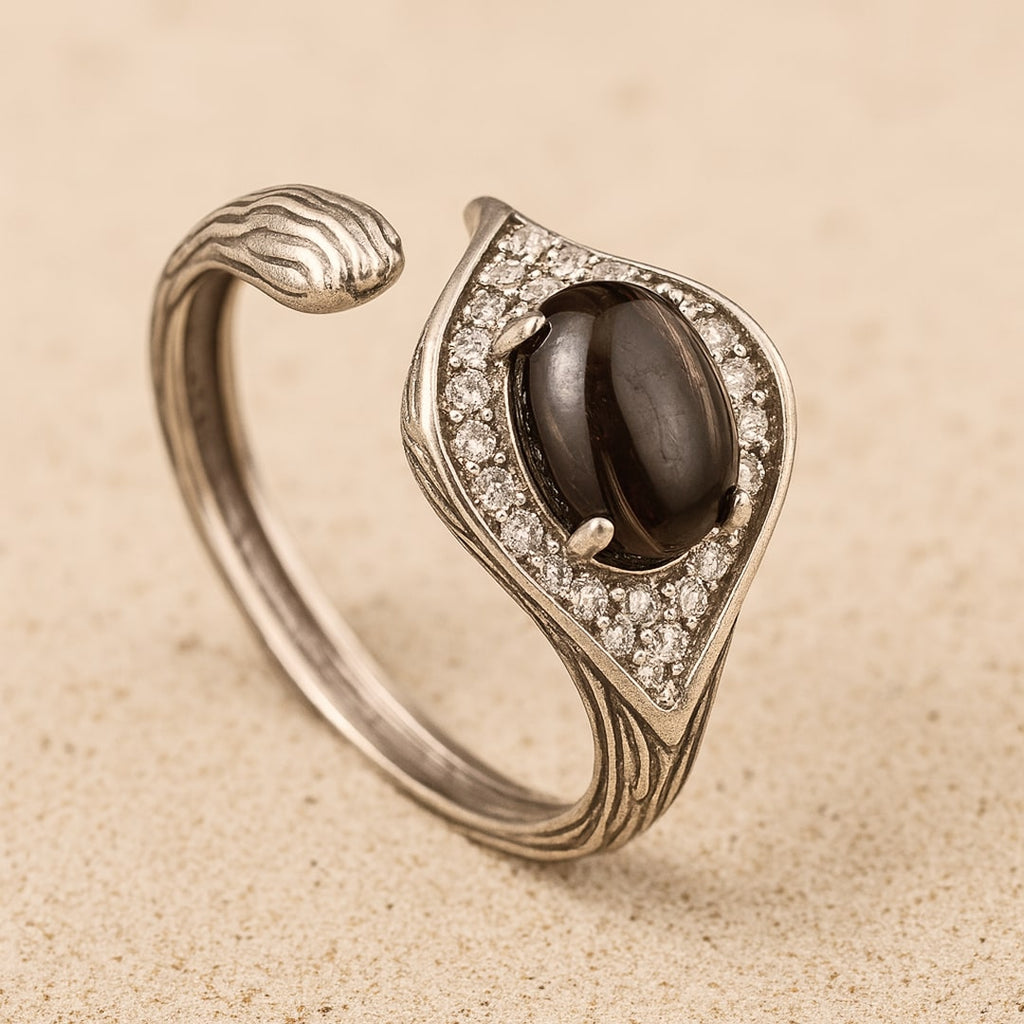 Bague "Dhairya" en Obsidienne Dorée