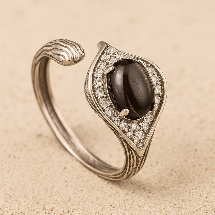 Bague "Dhairya" en Obsidienne Dorée