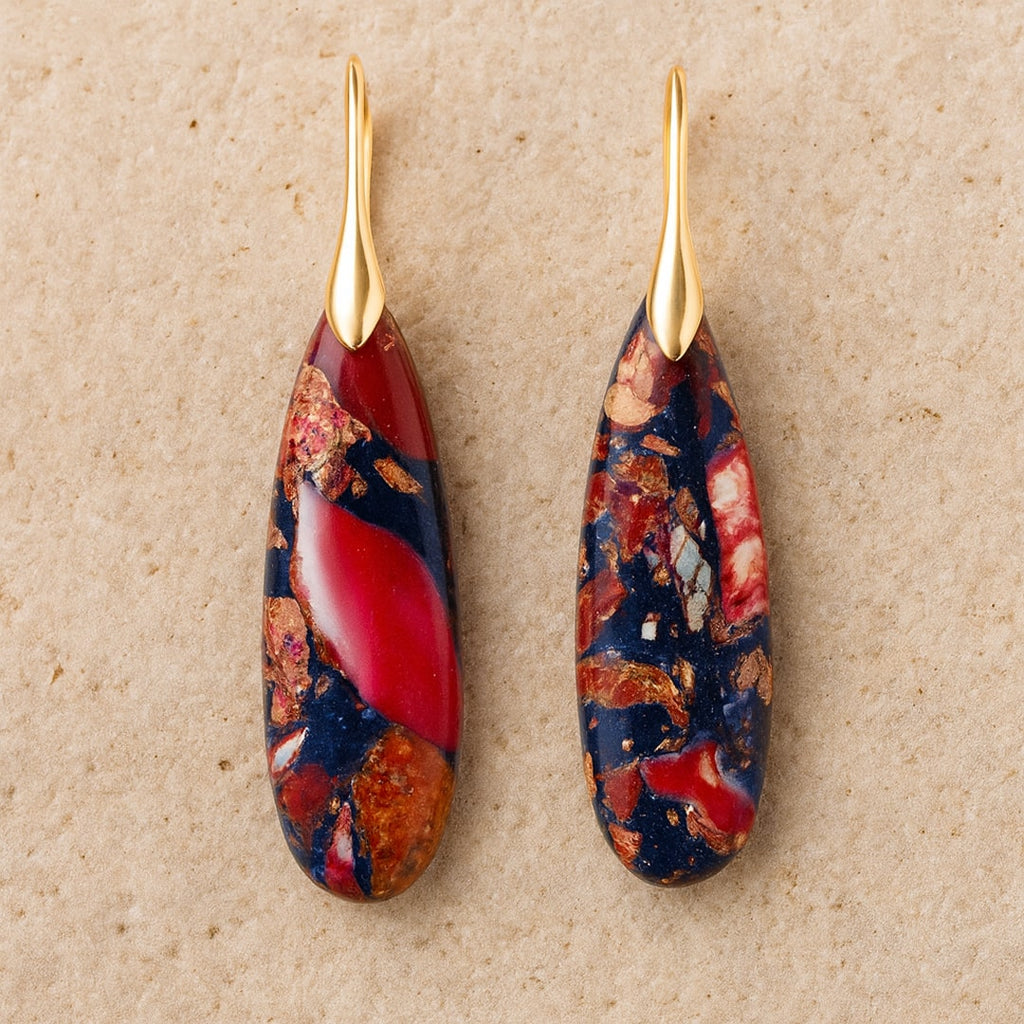 Boucles d’Oreilles "Larme Ethnique" en Jaspe